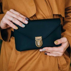 Black leather belt bag